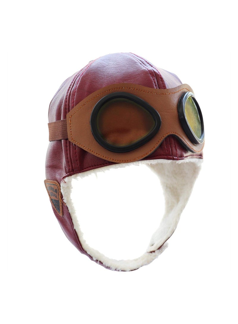 KASTWAVE Children Pilot Aviator Hat with Goggles, Warm Baby Kid Winter Earflap Pilot Cap Aviator Hat, Beanie Flight Helmet with Earmuffs  for Baby Toddler Kids - Image 1