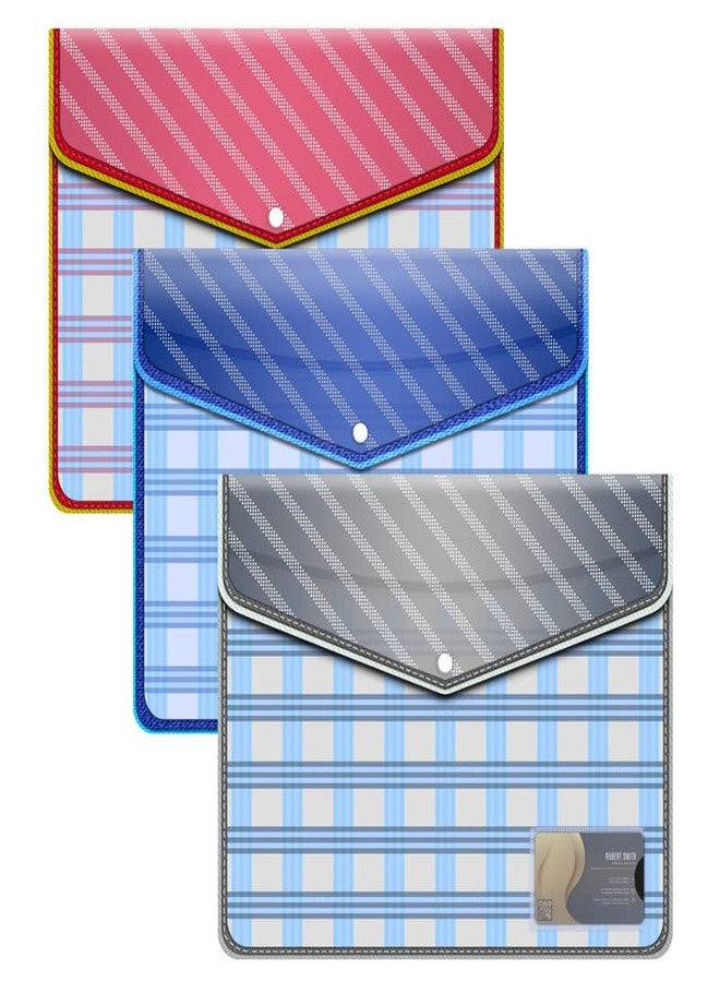 FEDUS Pack of 3 Documents Holder Envelope Folder, Stylist Printed File Storage Bag with Snap Button Transparent Plastic File for documents Certificate File Holder/Document Folder Organizer for Certificate - Image 1