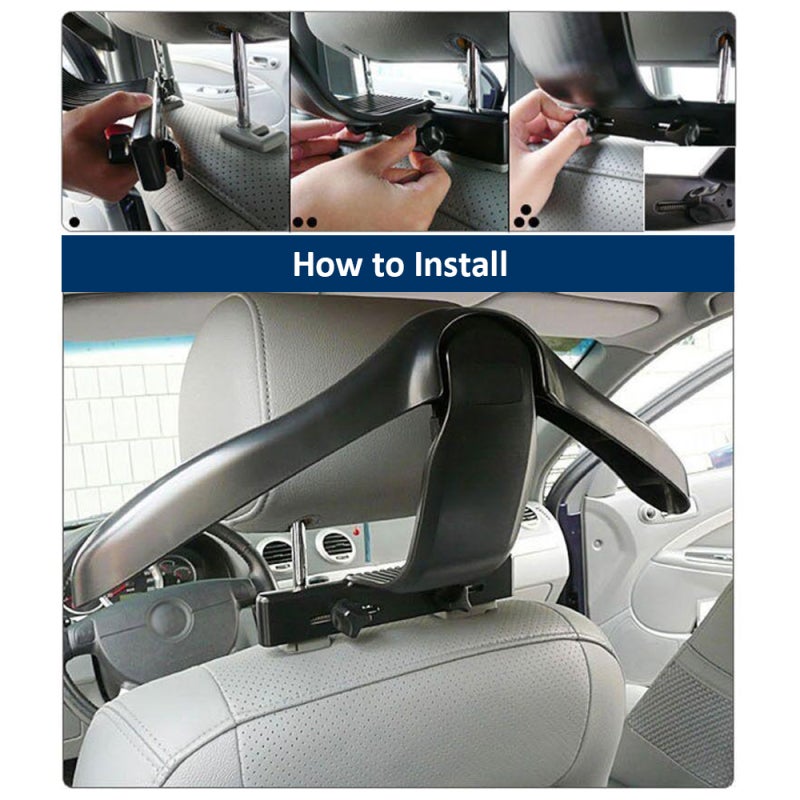 Car Chair Back Headrest Rack: Black Mini Size Light Weight Portable Detachable Nice Plastic - Endurable 2kg Load Capacity 450mm Shoulder Width Coat Hanger for Vehicle Interior Use - Image 2