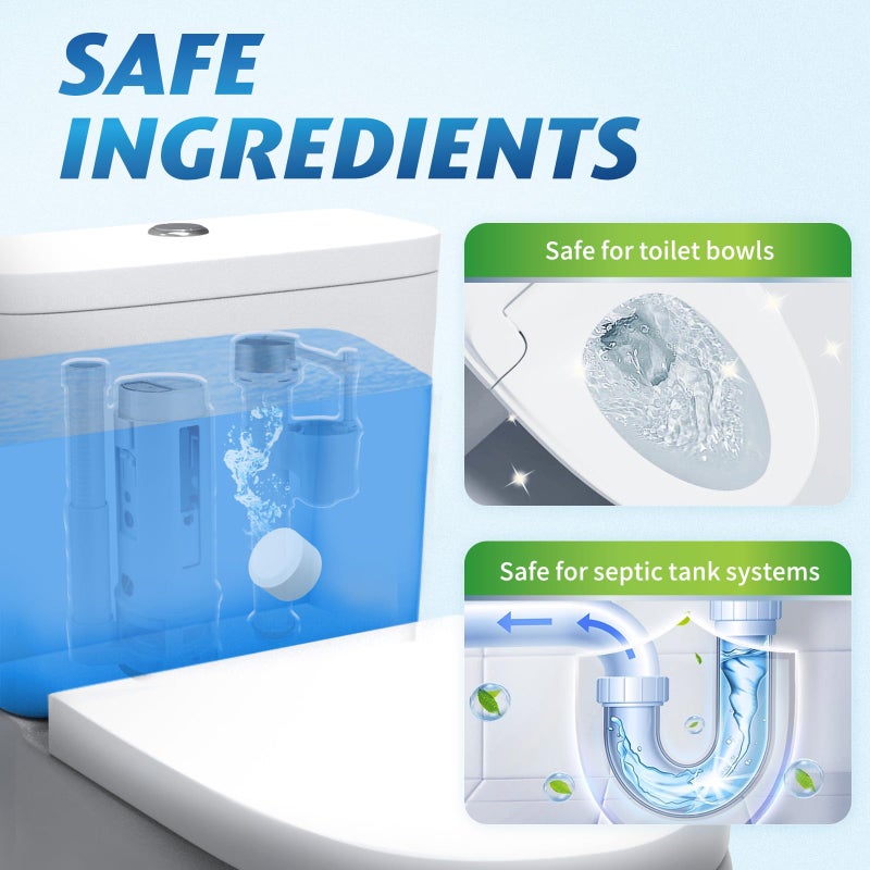 Ksend Toilet Bowl Cleaner Tablets - 20 PCS Automatic Bleach Toilet Cleaner Tablets, Slow-Releasing Deodorizing & Descaling, Powerful Bathroom Tank Cleaner - Image 4