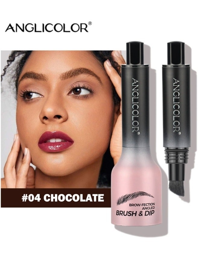 انجلي كولور قلم حواجب أنجليكولور للنساء، قلم حواجب بفرشاة دقيقة، سهل الاستخدام، مقاوم للماء والتلطخ، شكل حواجب طبيعي وواقعي مع شعيرات فردية محددة (#04 شوكولاتة) - Image 1