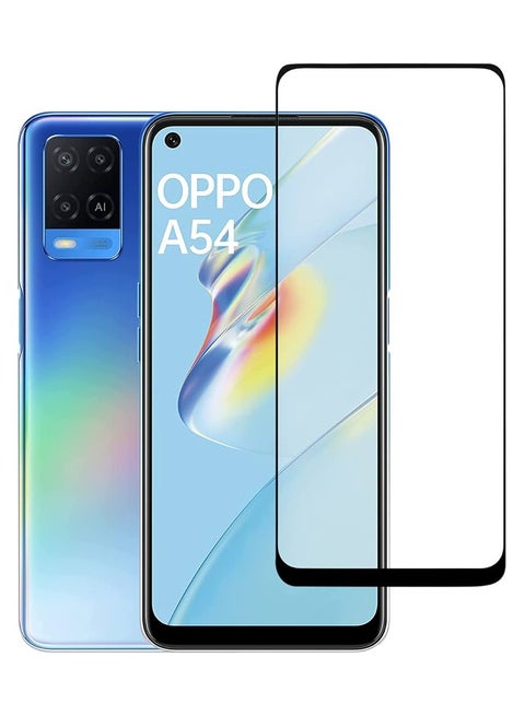 واقي شاشة زجاجي كامل التغطية لهاتف Oppo A54 /Oppo A55  - إطار أسود من M7molge