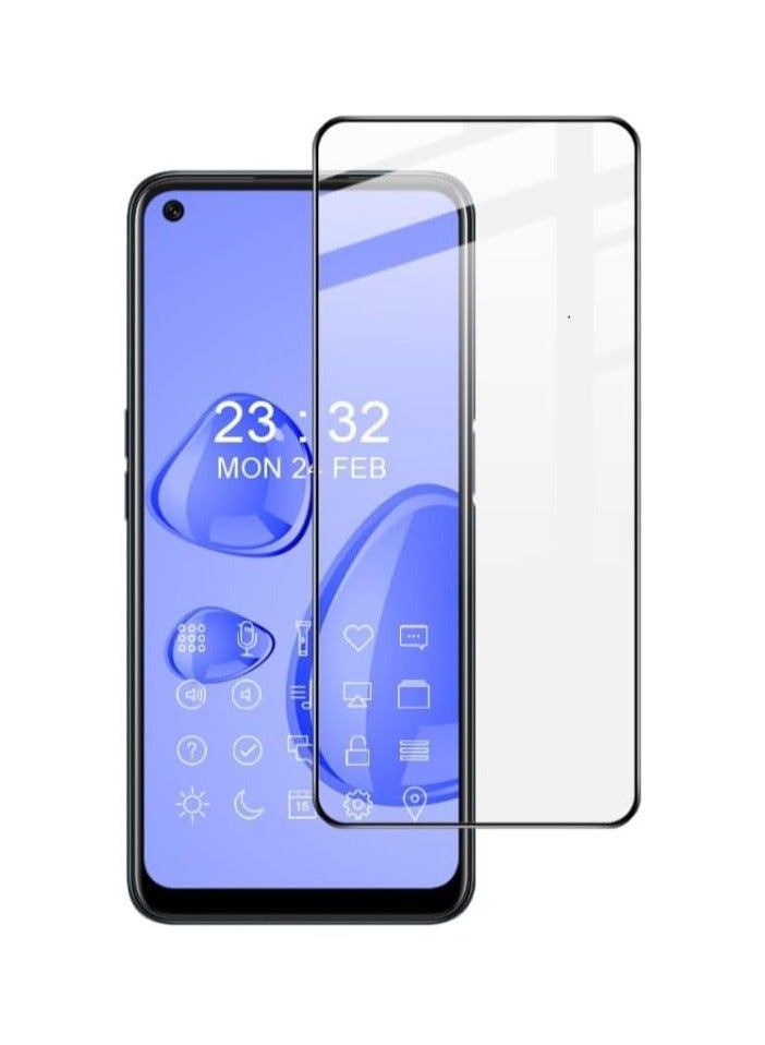 واقي شاشة زجاجي كامل التغطية لهاتف Oppo A54 /Oppo A55  - إطار أسود من M7molge