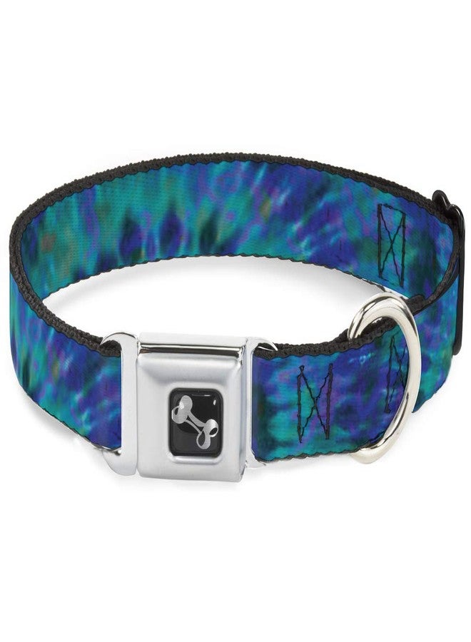 Buckle Down Dog Collar Seatbelt Buckle Tie Dye Green Blue Purple 11 to 17 Inches 1.0 Inch Wide - Image 1