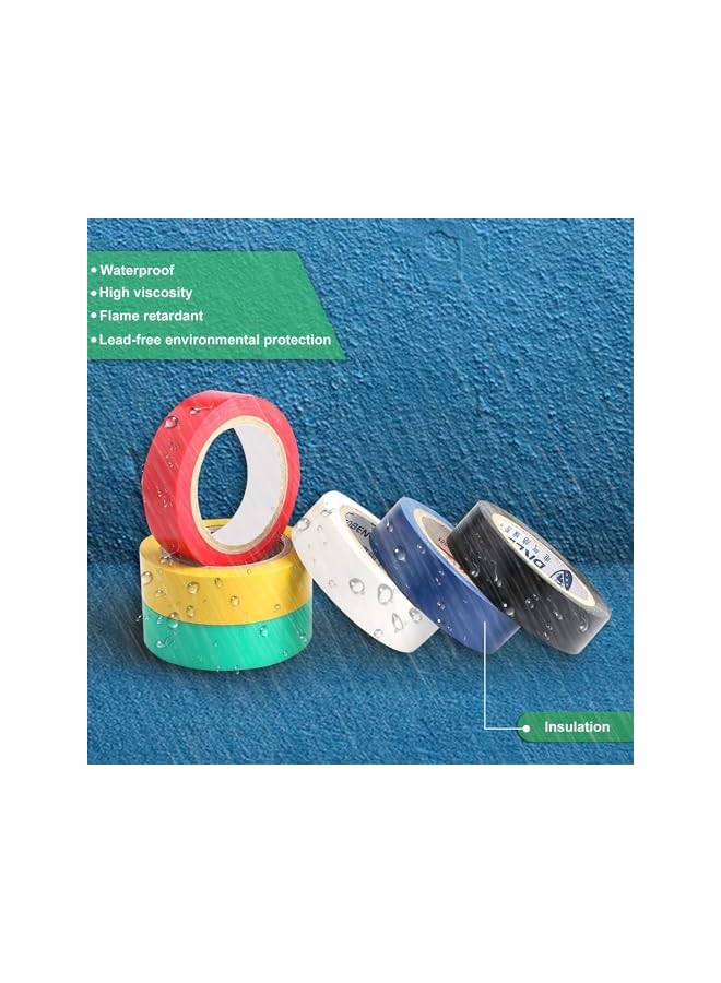 promass 6 Pack Electrical Tape, 3/4-Inch by 30 Feet, Voltage Level 600V Dustproof, Adhesive for General Home Vehicle Auto Car Power Circuit Wiring Multicolo (Multi -colored) - Image 3