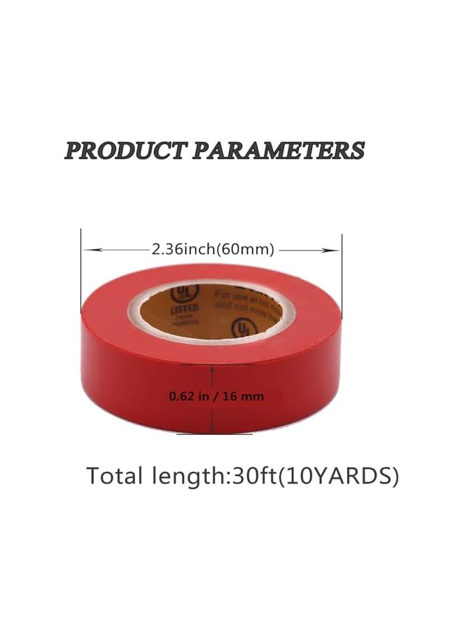 promass 6 Pack Electrical Tape, 3/4-Inch by 30 Feet, Voltage Level 600V Dustproof, Adhesive for General Home Vehicle Auto Car Power Circuit Wiring Multicolo (Multi -colored) - Image 2