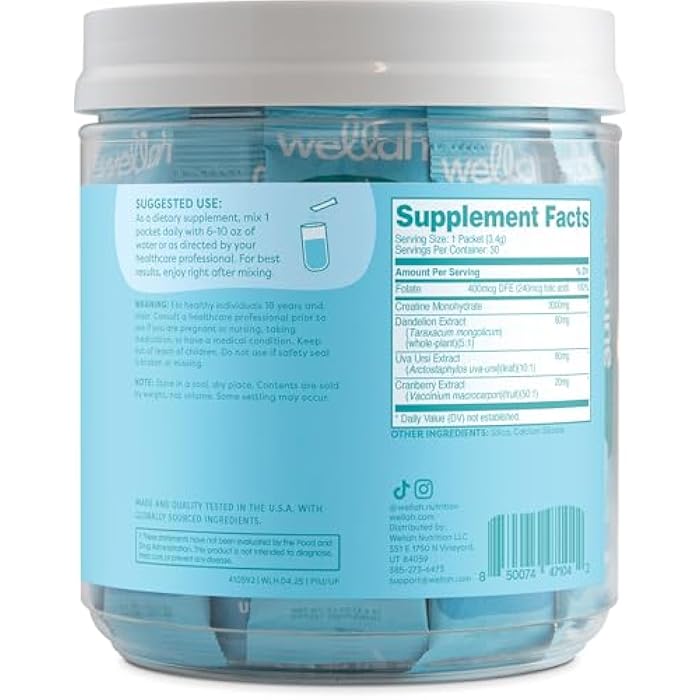 Wellah Pump-It-Up Creatine for Women (Unflavored) 30 Stick Packs - 3g of Creatine Monohydrate with Dandelion, Uva Ursi, & Cranberry Extract, to-Go Packets - Image 3