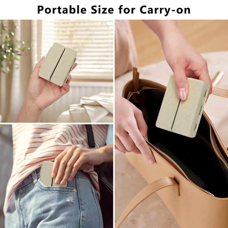 FYY Travel Pill Organizer with Blank Lables,6 Compartments Magnetic Pill Organizer Pill Box for Purse Pocket to Hold Vitamins,Cod Liver Oil,Supplements and Medication-Khaki - Image 5