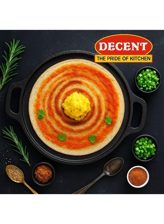 Decent Cast Iron Combo Set | Appam Pan 7 Pits + Dosa Tawa 30 cm | Gas, Induction & Electric Compatibility | Naturally Non Stick Pre-Seasoned Heavy Cast Iron Cookware for Healthy Cooking - Image 4
