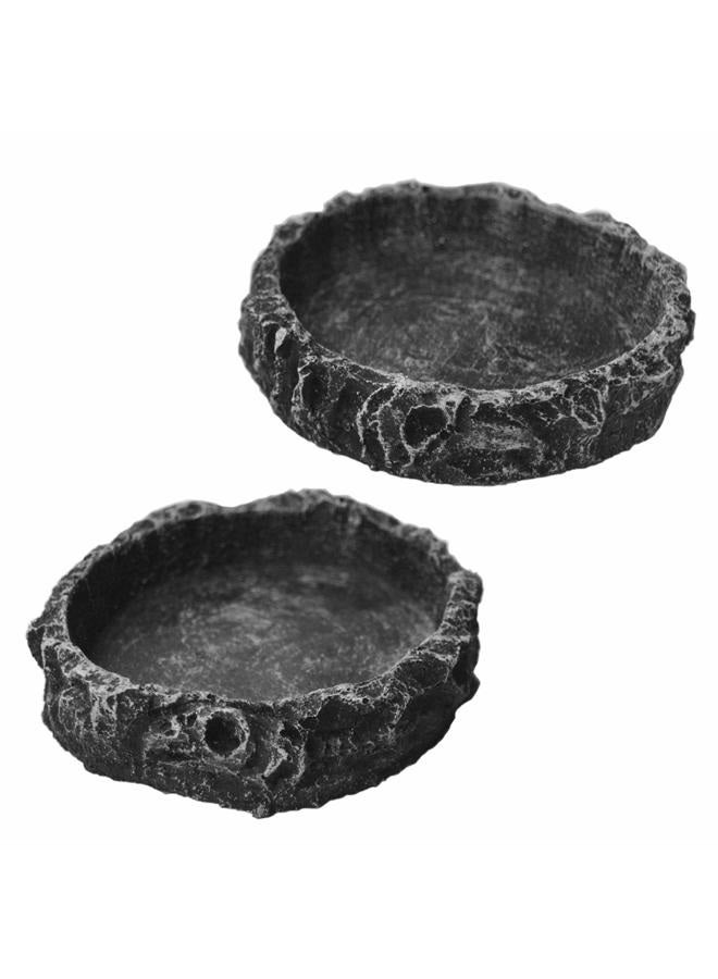 OperSeven 2 Pack Reptile Water Dish Reptile Water and Food Bowls Reptile Feeding Dish,Breadworm Feeding for Leopard Gecko Lizard Spider Scorpion Chameleon (2Pcs Round) - Image 1