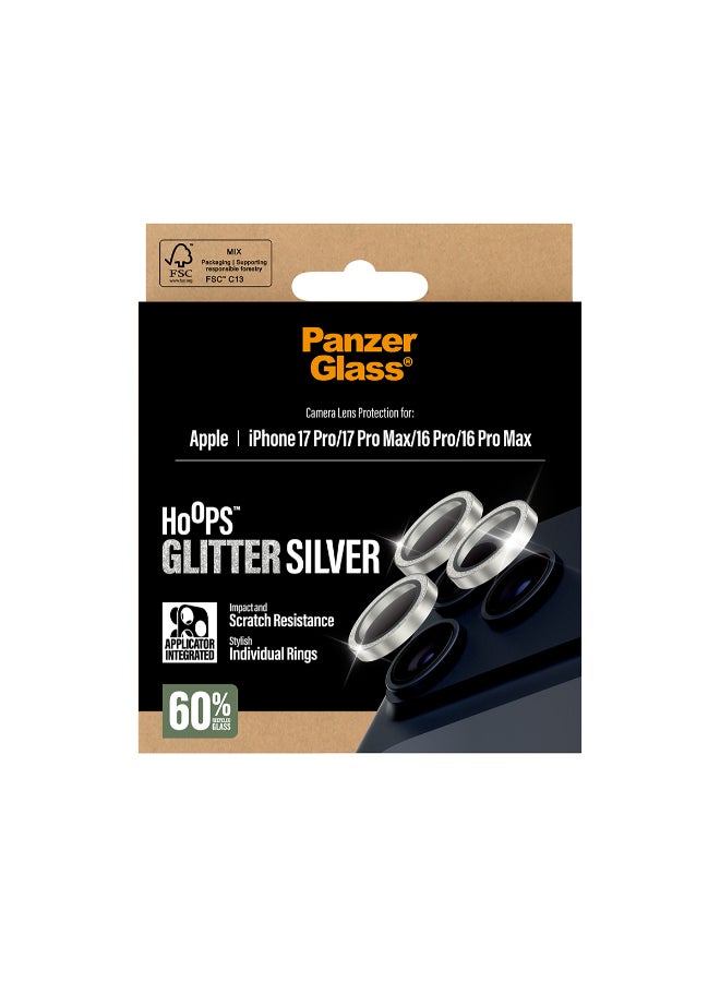 PanzerGlass iPhone 17 Pro Max / 17 Pro / 16 Pro Max / 16 Pro Camera Lens Protector Hoops, Rings w/ High Clarity, Anti-Scratch Anti-Fingerprint, No Image Distortion, Easy Install, Glitter Silver - Image 3