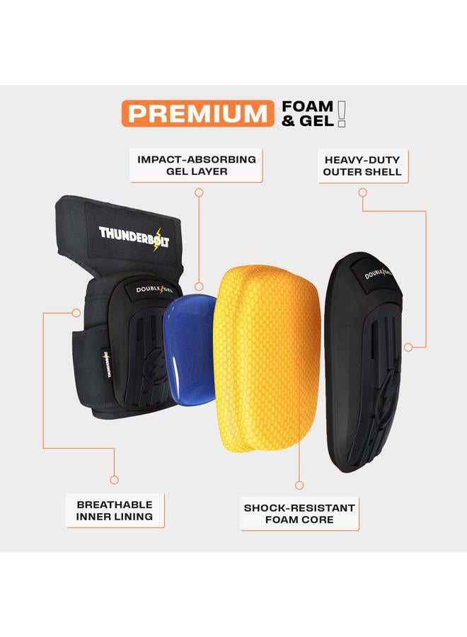 THUNDERBOLT Knee Pads for Men Construction Knee Pads for Work for Men and Women with Double Gel for Gardening Flooring Roofing Heavy Duty with Extra Thick Foam and Strong Adjustable Non-Slip Straps - Image 4