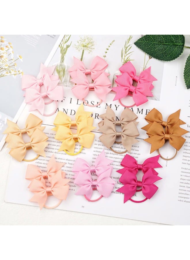 BBgifts 80PCS Baby Hair Ties With Bows 2Inch Hair Bows Elastic Rubber Bands Finger Hair Ties Ponytail Holders Hair Accessories for Baby Girls Newborn Infants Toddlers Multi-colored - Image 4