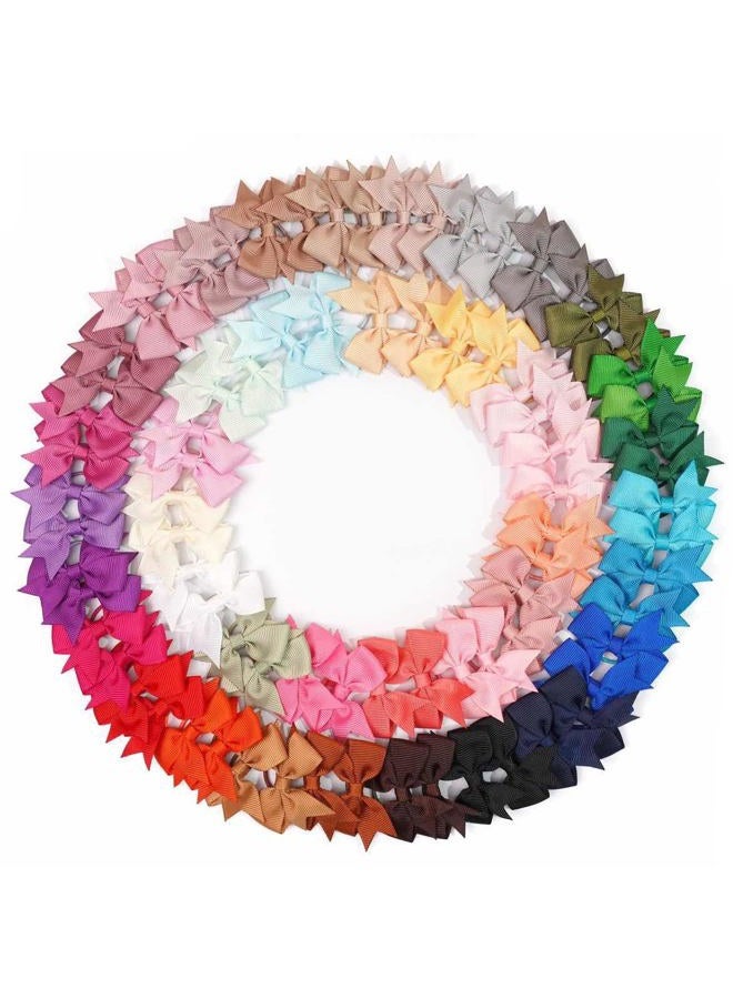 BBgifts 80PCS Baby Hair Ties With Bows 2Inch Hair Bows Elastic Rubber Bands Finger Hair Ties Ponytail Holders Hair Accessories for Baby Girls Newborn Infants Toddlers Multi-colored - Image 1