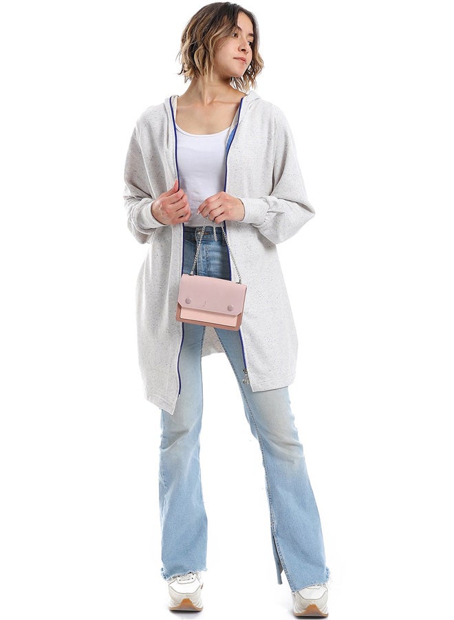 Andora Zipper Closure Long Sleeves Hoodie _ Navy Blue & light Grey - Image 1