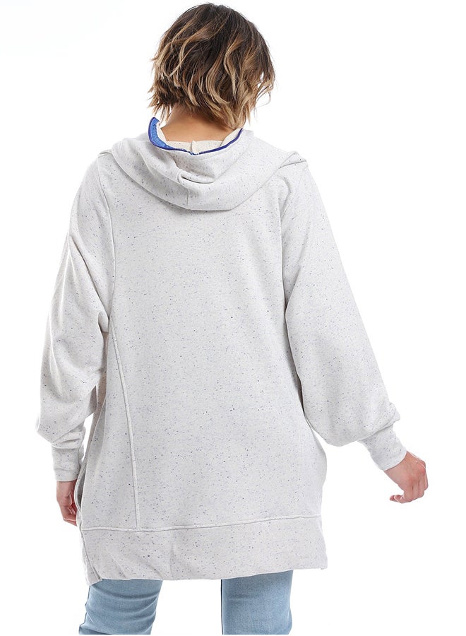 Andora Zipper Closure Long Sleeves Hoodie _ Navy Blue & light Grey - Image 4