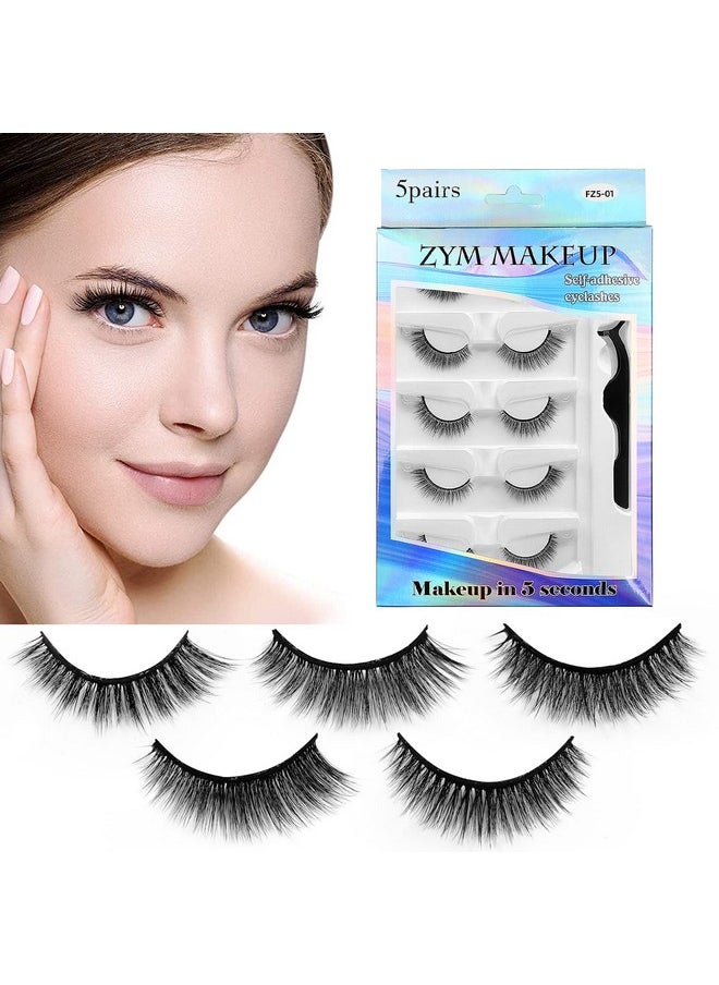 SAOTAENG Reusable Self Adhesive Eyelashes Natural Look, No Eyeliner Or Glue Needed And Easy To Put On, Reusable Self Sticking False Eyelashes (5Pairs)…  - Image 1