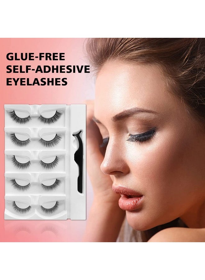 SAOTAENG Reusable Self Adhesive Eyelashes Natural Look, No Eyeliner Or Glue Needed And Easy To Put On, Reusable Self Sticking False Eyelashes (5Pairs)…  - Image 2