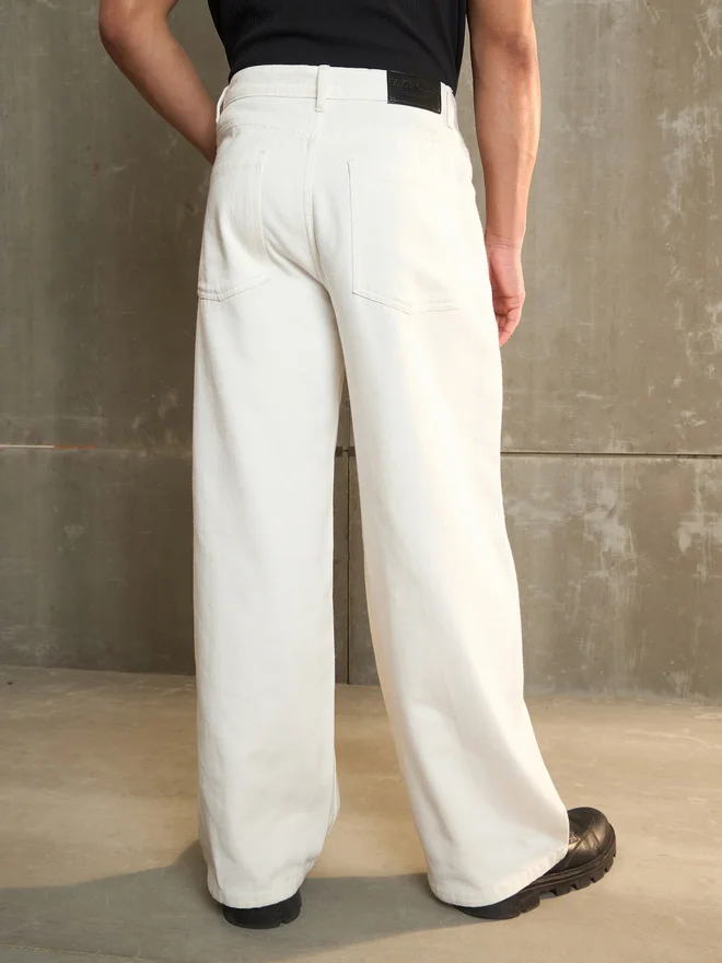 SASSAFRAS SASSAFRAS White Basic Wide Leg Jeans