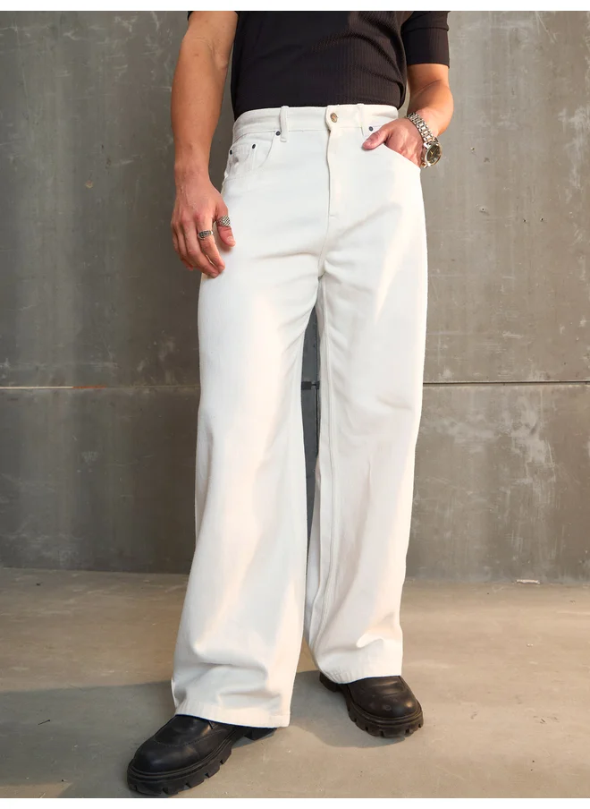 ساسافراس Sassafras White Basic Wide Leg Jeans