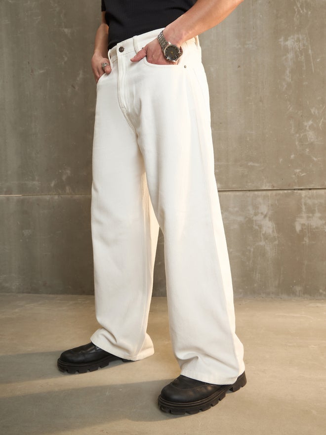 ساسافراس جينز واسع الساق أبيض أساسي من ساسافراس - Image 3