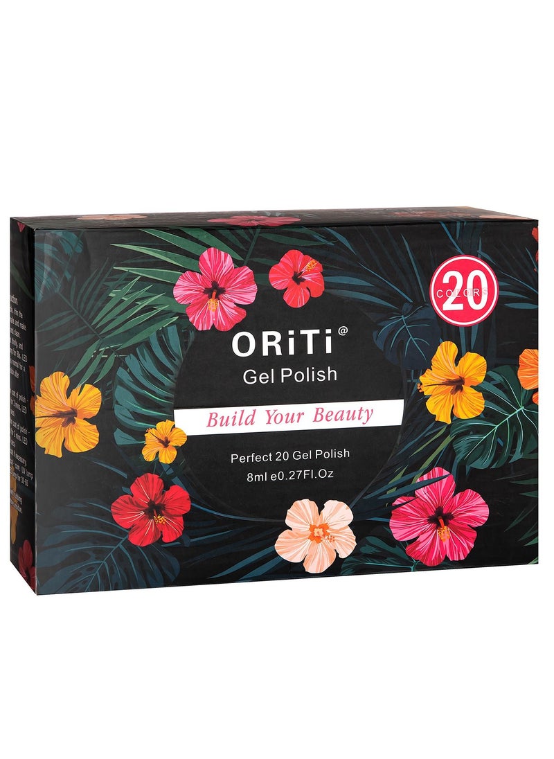 ORiTi - Gel Nail Polish Set 20+4 PCS, Nude Brown Pink Grey Colors Soak Off Neutral Skin Tone Starter Kit with Glossy & Matte Top Base Coat,Nail Art Salon Gifts for Women&Girls - NO 5 - Image 1