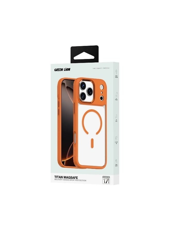 GREEN LION iPhone 17 Pro Max MagSafe Titan Case with High Grade Protection & Metal Buttons / Camera Protection / Comfortable Grip / Anti-Scratch / Drop Protection - Orange - Image 2