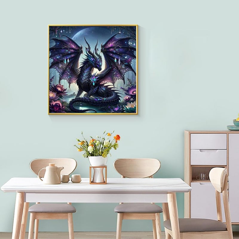 Ekuxom 5D Dragon Diamond Art Kits for Adults, Dragon Diamond Painting Kits for Adults, Round Full Drill Diamond Art Craft for Home Wall Decor 14x14 inch - Image 4