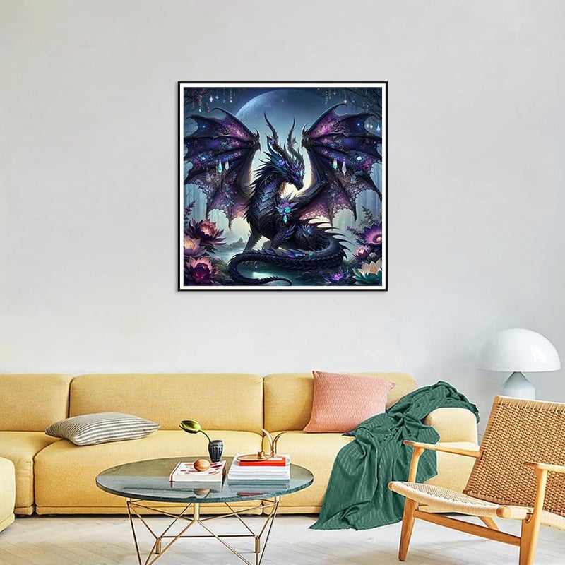 Ekuxom 5D Dragon Diamond Art Kits for Adults, Dragon Diamond Painting Kits for Adults, Round Full Drill Diamond Art Craft for Home Wall Decor 14x14 inch - Image 5