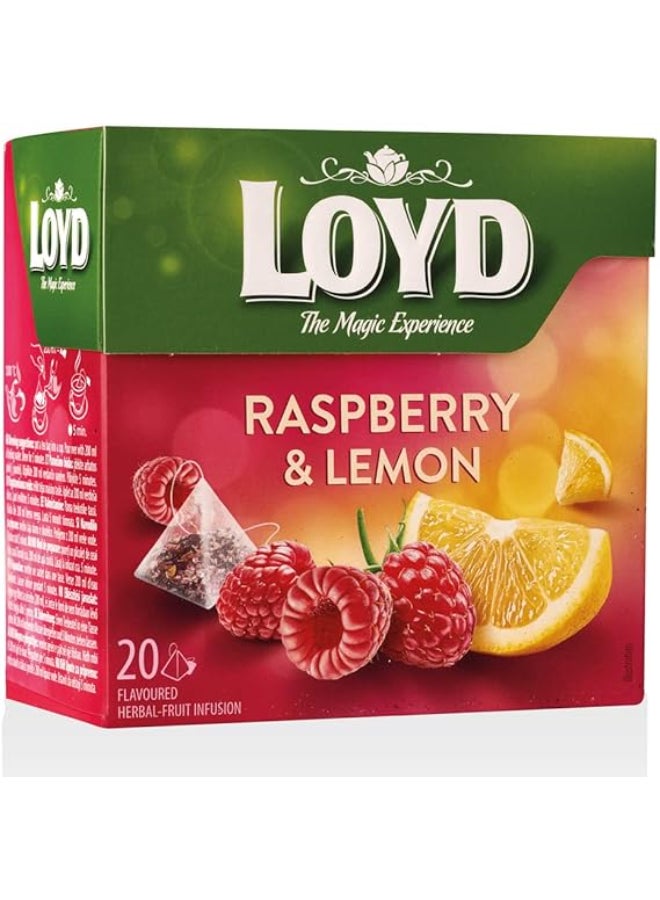 Herbal Tea With Raspberry & Lemon, Pyramids Bag - 40g