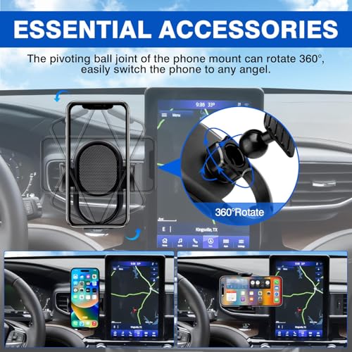 Autorder Car Phone Holder for Ford Explorer 2020-2024 Accessories 10.1-Inch Cell Phone Mount with Dash Organizer Hands-Free 360 Degree Rotation - Image 3