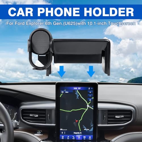Autorder Car Phone Holder for Ford Explorer 2020-2024 Accessories 10.1-Inch Cell Phone Mount with Dash Organizer Hands-Free 360 Degree Rotation - Image 2