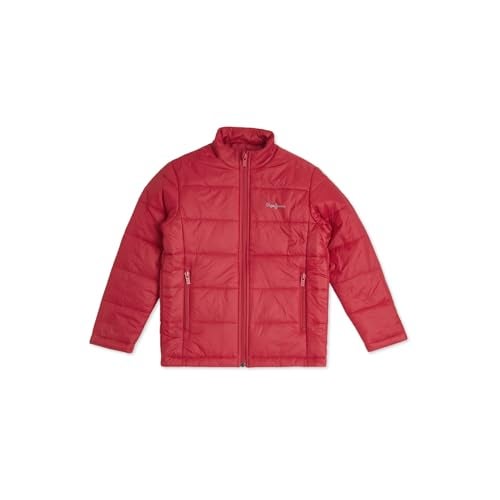 Pepe Jeans Boys Red Back Print Full Sleeve Quilted Jacket - Image 1