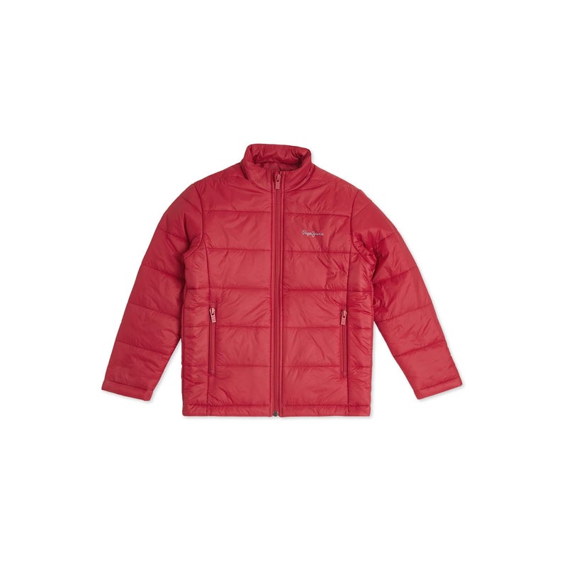 Pepe Jeans Boys Red Back Print Full Sleeve Quilted Jacket - Image 4