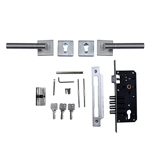 Crust LB-303 Premium Rose Mortise Door Lock Handle Set/Mortise Lock with Brass Lock Body and 60 mm Both Side Key Brass Cylinder Set with 3 Brass Computer Keys - Image 4