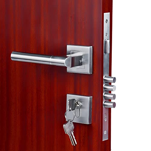 Crust LB-303 Premium Rose Mortise Door Lock Handle Set/Mortise Lock with Brass Lock Body and 60 mm Both Side Key Brass Cylinder Set with 3 Brass Computer Keys - Image 3