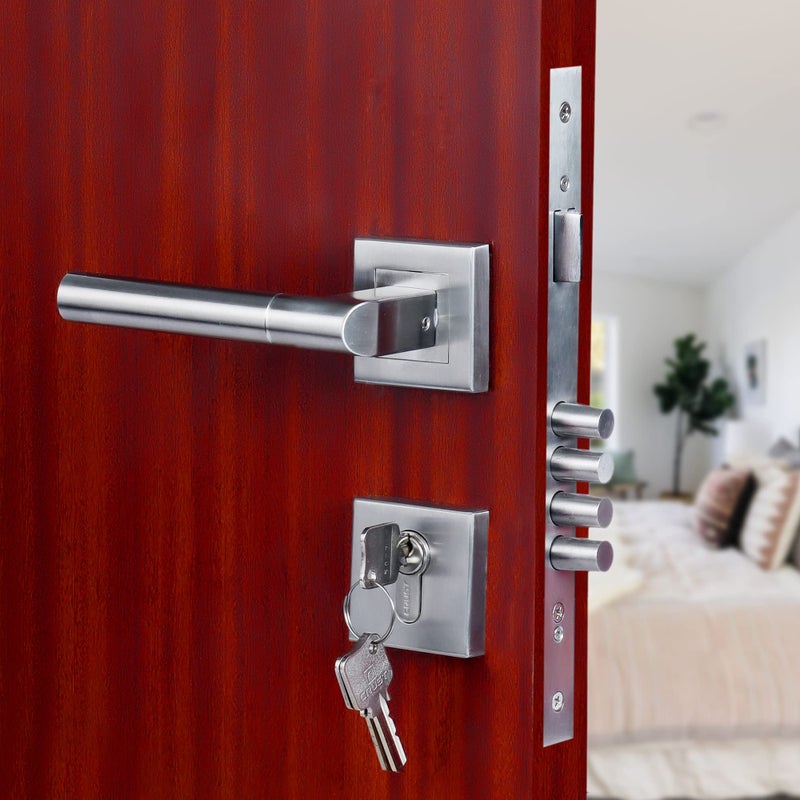 Crust LB-303 Premium Rose Mortise Door Lock Handle Set/Mortise Lock with Brass Lock Body and 60 mm Both Side Key Brass Cylinder Set with 3 Brass Computer Keys - Image 5