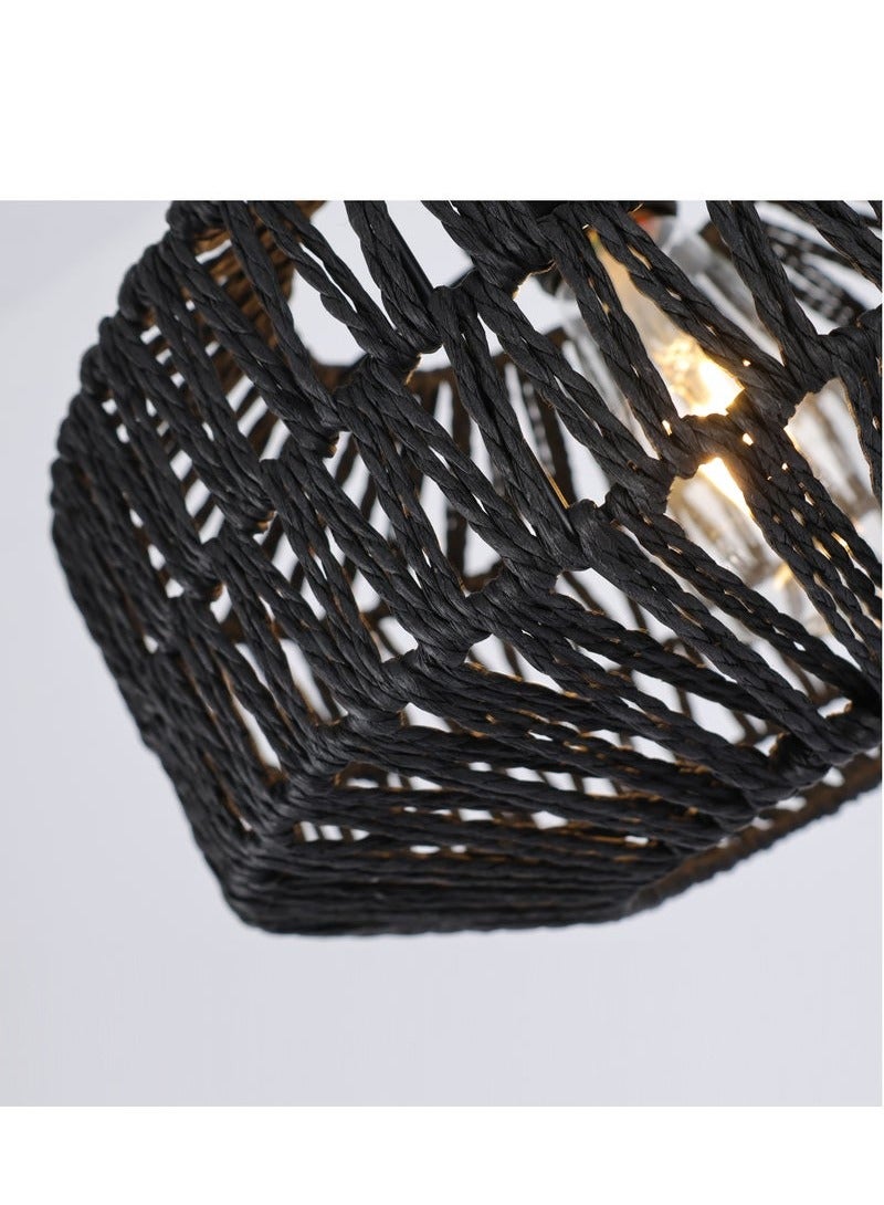 الروهيت تركيبات إضاءة من الروطان، إضاءة سقف بوهو مثبتة على السقف، تركيبات مزودة بمصباح LED قابل للتعتيم، تركيبات صغيرة من الروطان المنسوج يدويًا، سقف لغرفة النوم أو المطبخ أو المدخل أو غرفة المعيشة أو الرواق - Image 4