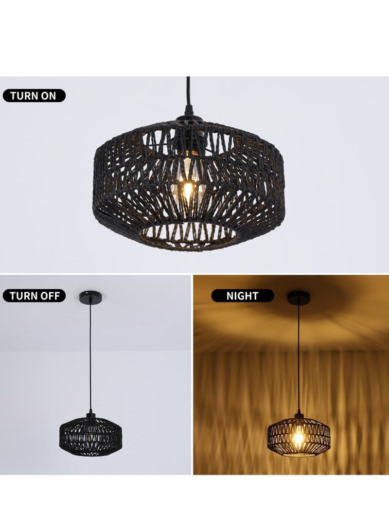 الروهيت تركيبات إضاءة من الروطان، إضاءة سقف بوهو مثبتة على السقف، تركيبات مزودة بمصباح LED قابل للتعتيم، تركيبات صغيرة من الروطان المنسوج يدويًا، سقف لغرفة النوم أو المطبخ أو المدخل أو غرفة المعيشة أو الرواق - Image 5