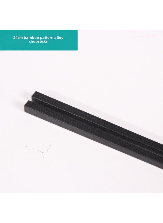 Custom Household Commercial Alloy Chopsticks Meal Company Special Chopsticks Anti-mold Disinfection High Temperature Alloy Chopsticks-Color:24cm Bamboo Grain Alloy Chopsticks 1 Pair  - Image 1