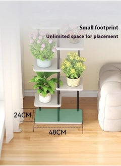 LEDIN Plant Stand Indoor 8 Tier 9 Potted Bamboo Plant Stands for Indoor Plants, Corner Plant Stand, Plant Shelf For Indoor, Tiered Plant Stands (Black/White)  - Image 2