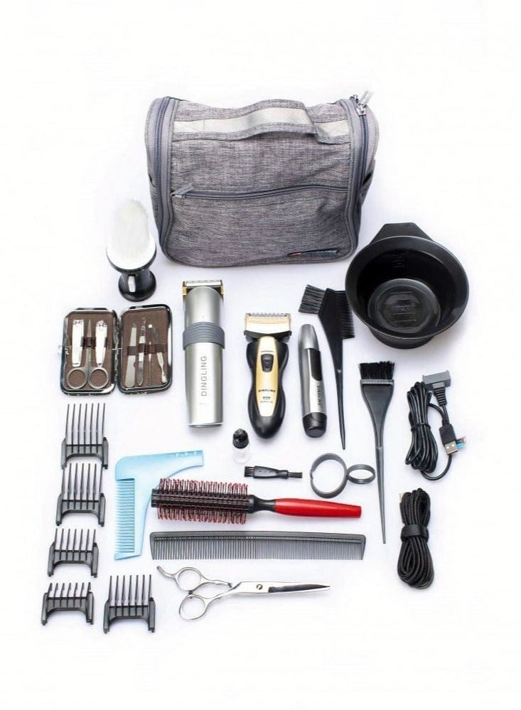 DINGLING DL-804 Dingling Deluxe Hair & Beard Grooming Travel Kit – 2-Hour Rechargeable Trimmer with 2-Year Warranty, Premium Organizer Case & Full Styling Tool Set