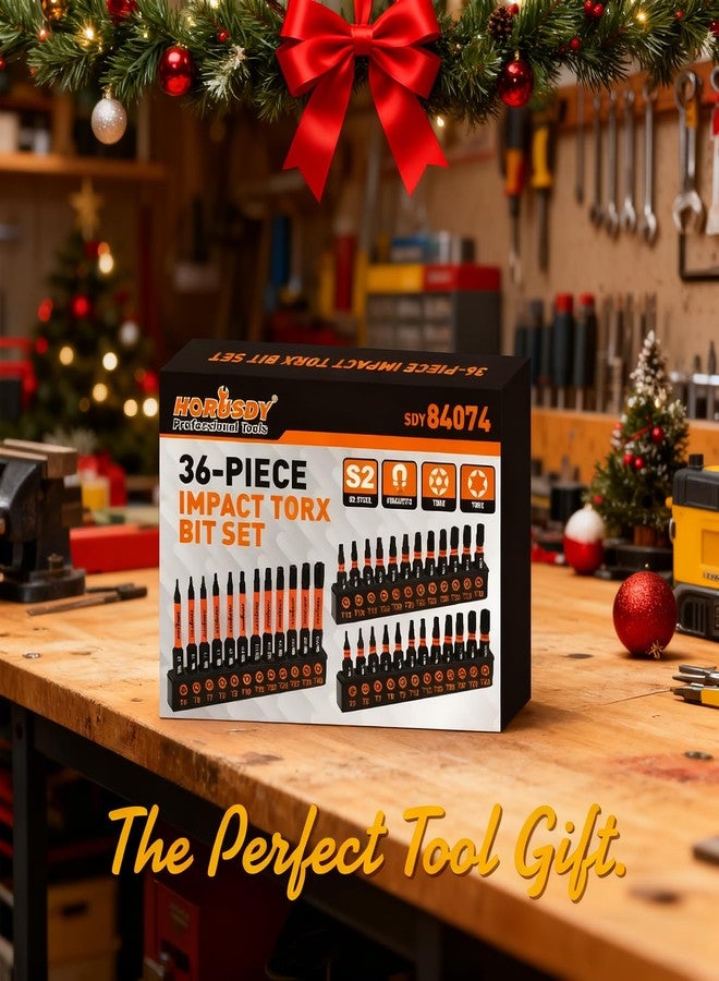 HORUSDY Torx Bit Set, 36pcs Security Torx Bit Set,Tamper Proof Star Bits (T5-T40) for Impact Driver, S2 Steel Screwdriver 1" & 2.3" Long,Torque Security Bits with Storage Box - Image 2