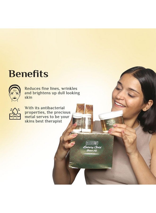 Richfeel Luxury Gold Bleach For Radiant & Glowing Skin | Skin Brightening Bleach | Brightens Complexion| 320 G - Image 3