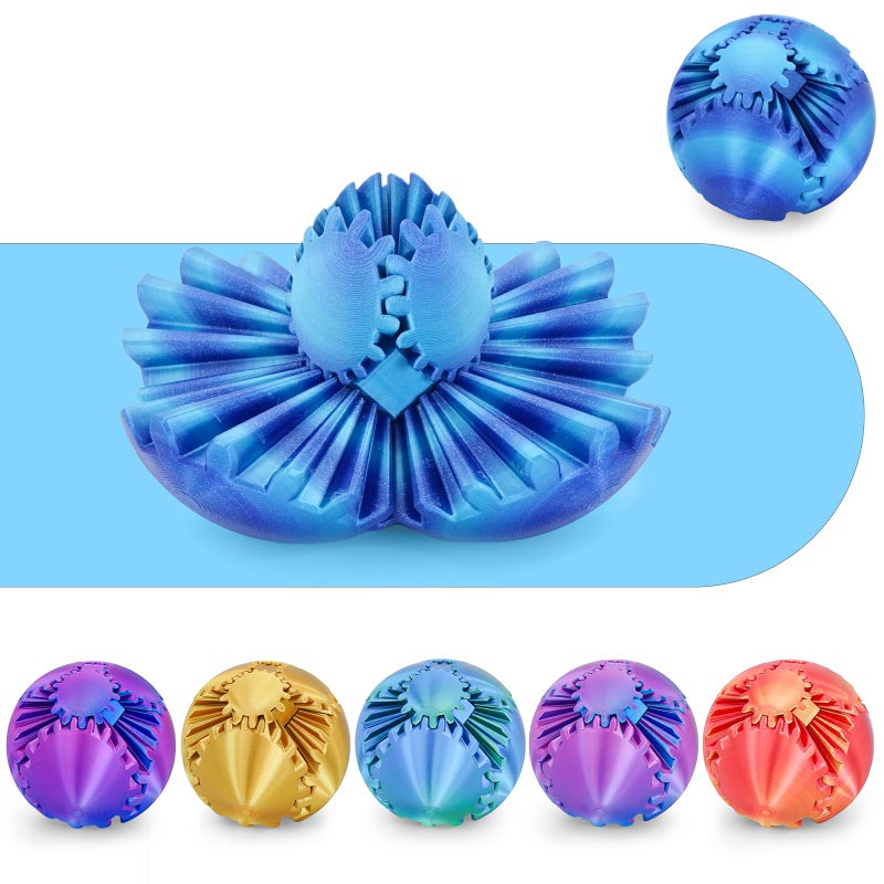 Minleway Gear Ball 3D Printed Cube Fidget ToyGear Sphere Fidget ToysSensory Toys for Stress and Anxiety Relief Desk Toy Fidget SpinnersStocking Stuffers for Adults Kids Gift Aurora Blue 23 Inch - Image 3
