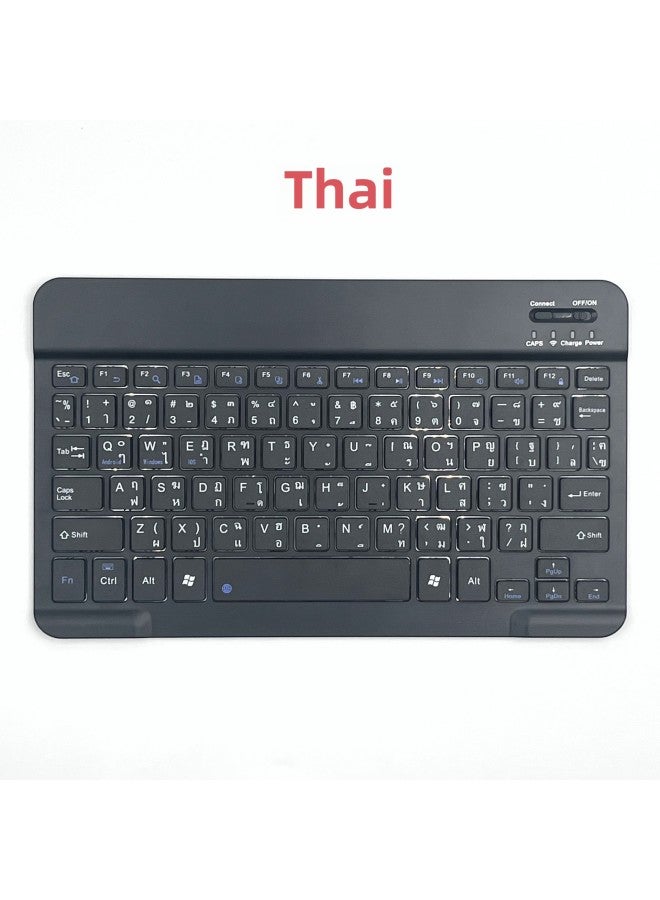 Bluetooth Keyboard Thai Russian Spanish Multi-language Small Batch Language Silk Screen Mobile Phone Tablet Universal Keyboard-Color:Thai-Product Type:Black (color Box Packaging) - Image 1