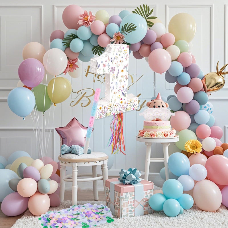 Lcoor Wildflower Birthday Decorations, 15.7'' Wildflower Spring Floral Number 1 PiÃ±ata with Blindfold Stick Blindfold Confetti for Spring Floral Birthday Party Supplies (1st) - Image 5