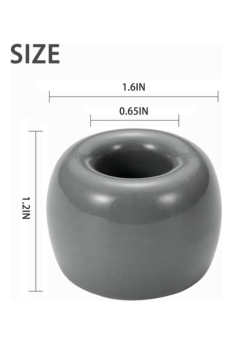 Oasisgalore Mini Ceramic Couple Toothbrush Holder Stand for Bathroom Vanity Countertops(Gray,2 Pack)  - Image 2