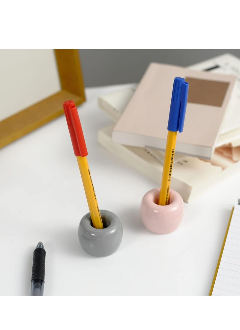 Oasisgalore Mini Ceramic Couple Toothbrush Holder Stand for Bathroom Vanity Countertops(Gray,2 Pack)  - Image 4