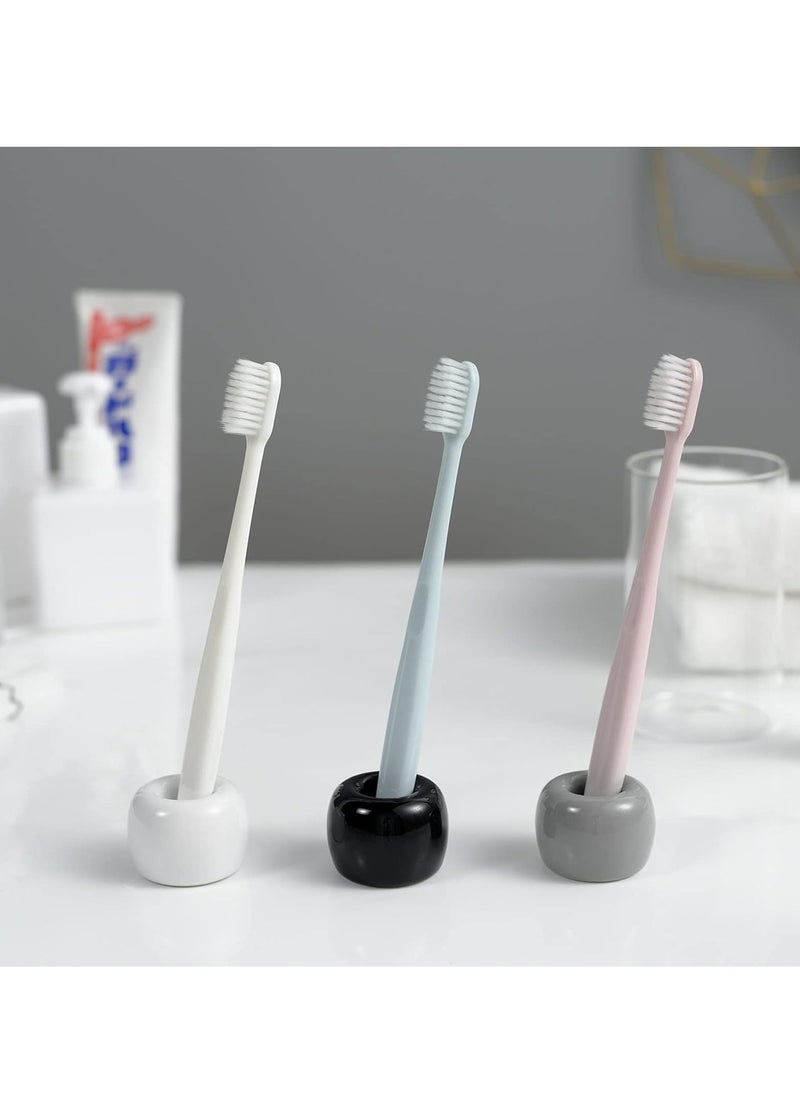 Oasisgalore Mini Ceramic Couple Toothbrush Holder Stand for Bathroom Vanity Countertops(Gray,2 Pack)  - Image 5